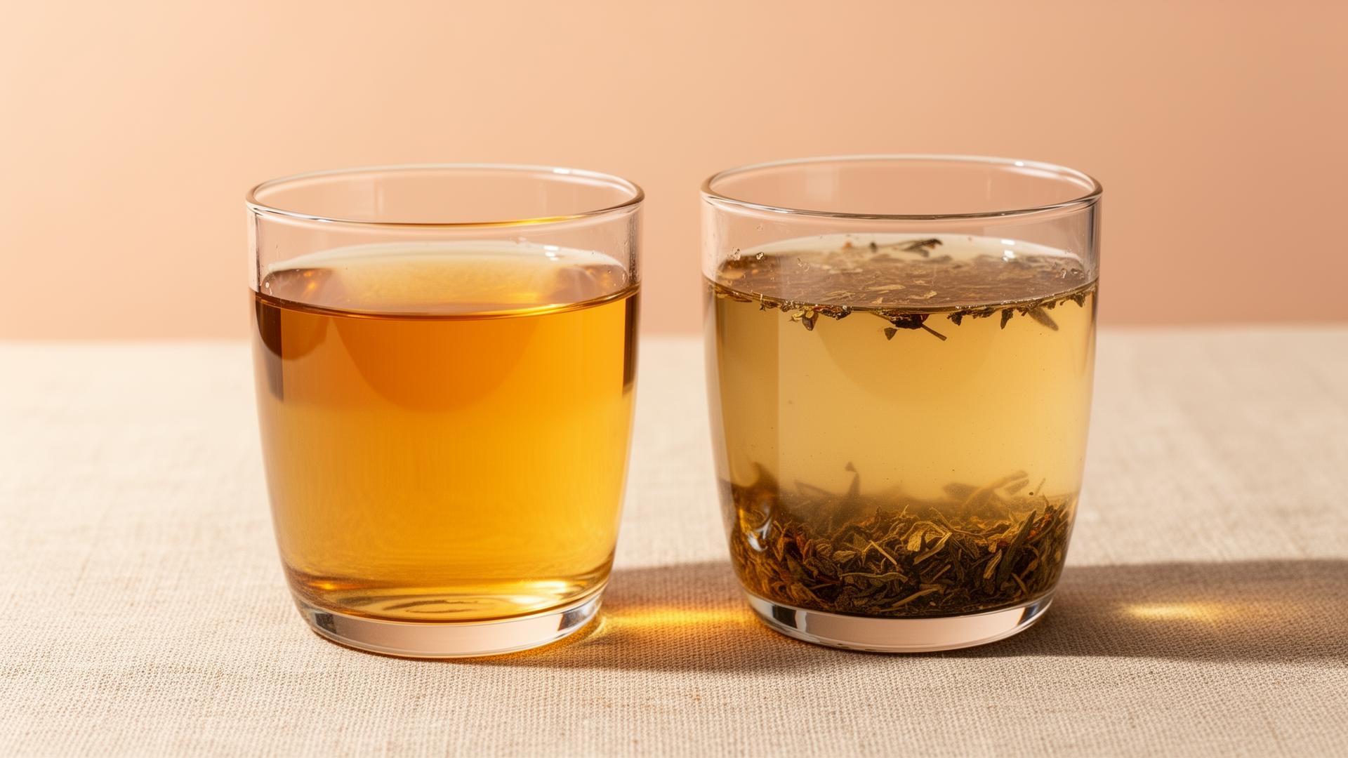 Vergelijking Silk Edition (helder) versus Raw Edition (met pulp en vezels)